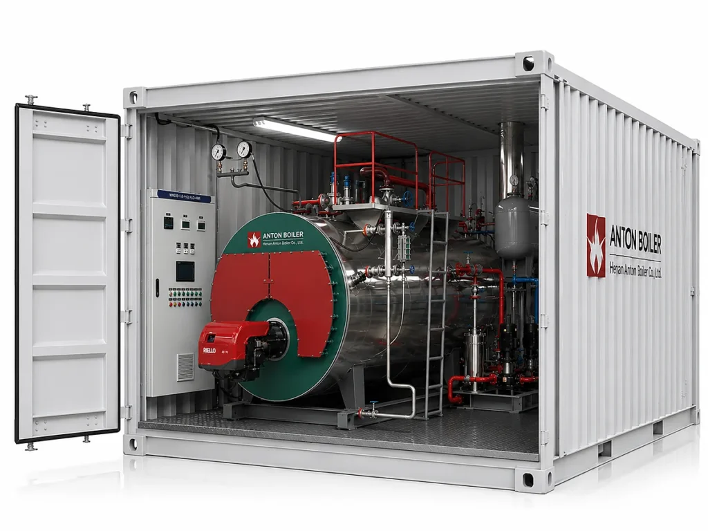 Containerized industrial boiler system for factory boiler sizing