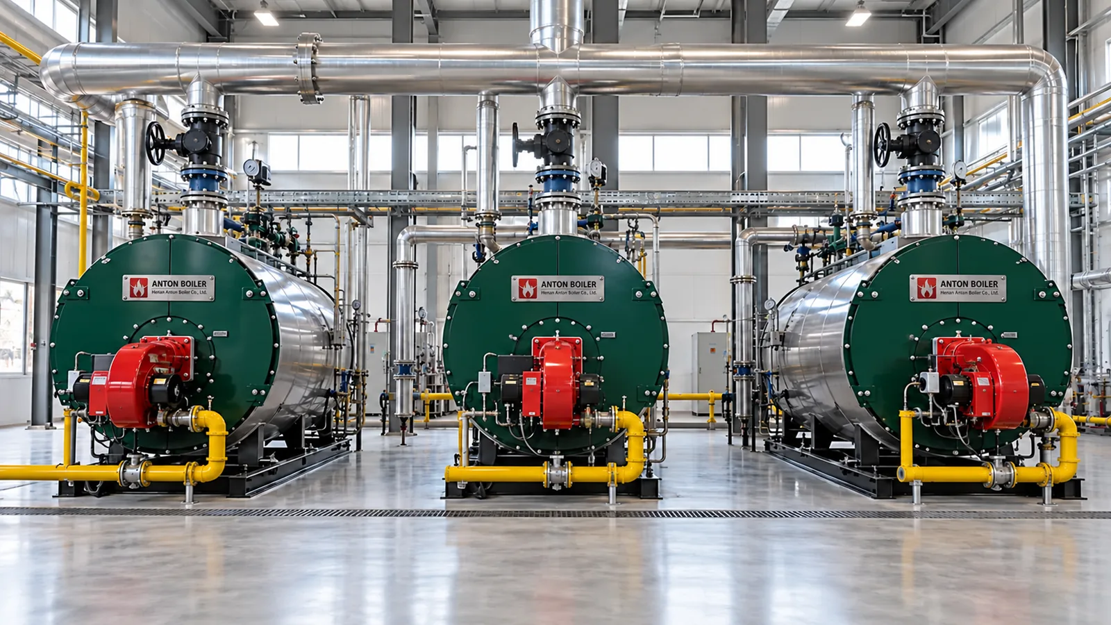 multiple industrial boilers staged for variable factory load